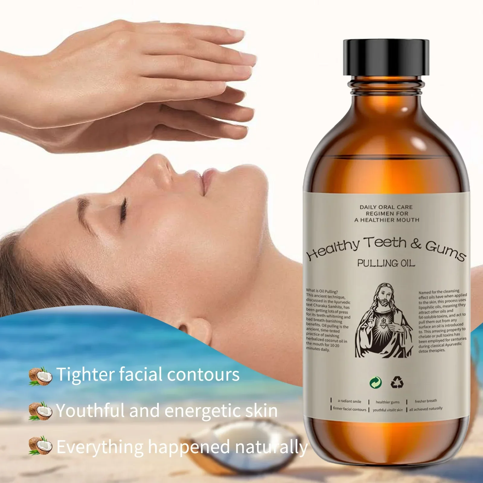Coconut Oil Pull - น้ำยาบ้วนปากน้ำมันมะพร้าว - ลมหายใจสดชื่น, น้ำมันหอมระเหยจากธรรมชาติ, ขจัดกลิ่นและฟอกสีฟัน, ป้องกันฟันผุ