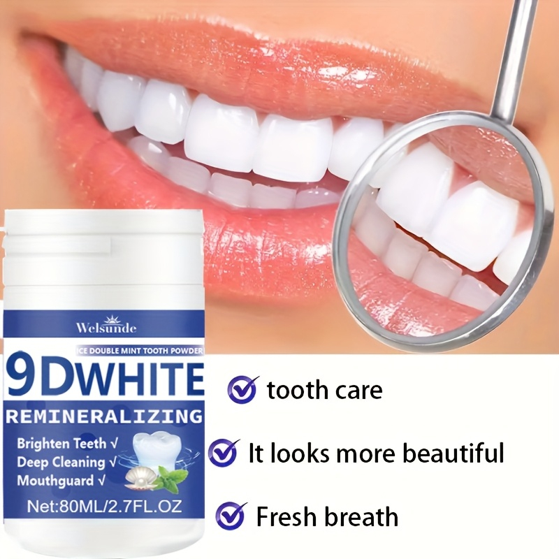 Teeth Whitening Hismile - ผงฟันไฮโดรซีอะพาไทต์ 9D ไวท์ รีมิเนอรัลไลซิ่ง ผงฟอกสีฟัน ทำความสะอาดอย่างล้ำลึก