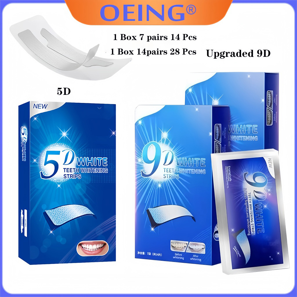 Teeth Whitening Effective - แผ่นฟอกสีฟัน 9D 5D 14/28 คู่ ช่วยขจัดคราบจากกาแฟและบุหรี่