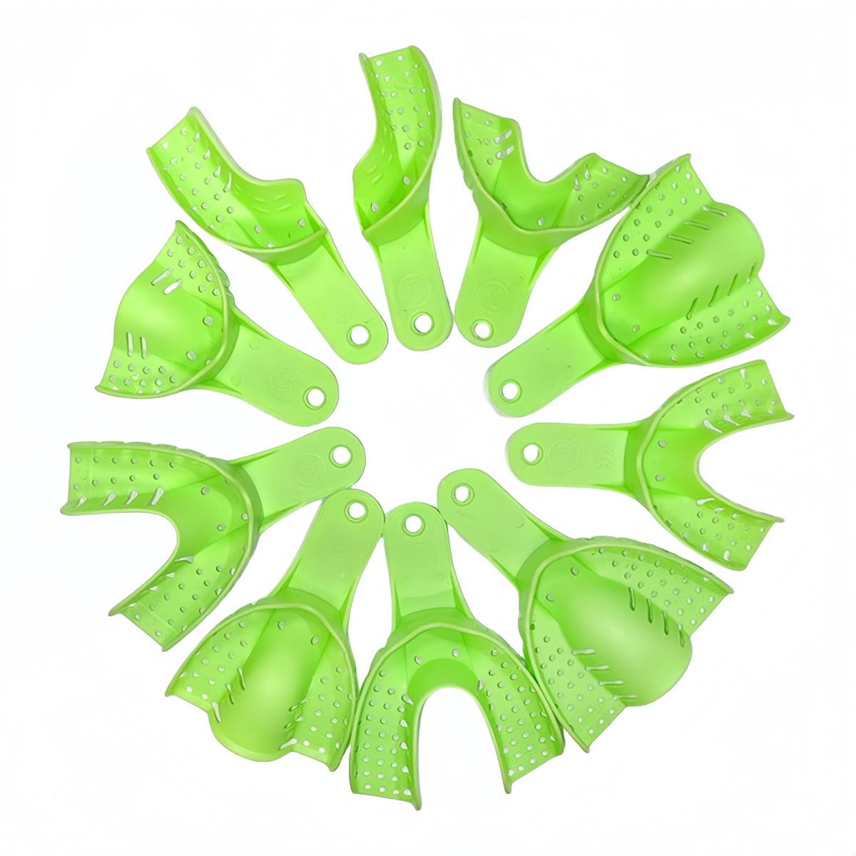 Teeth Whitening Trays - 10 ชิ้น/เซ็ต Autoclavable ทันตกรรมพลาสติก Impression ถาดขนาดเต็มสีเขียวฆ่าเชื้อ