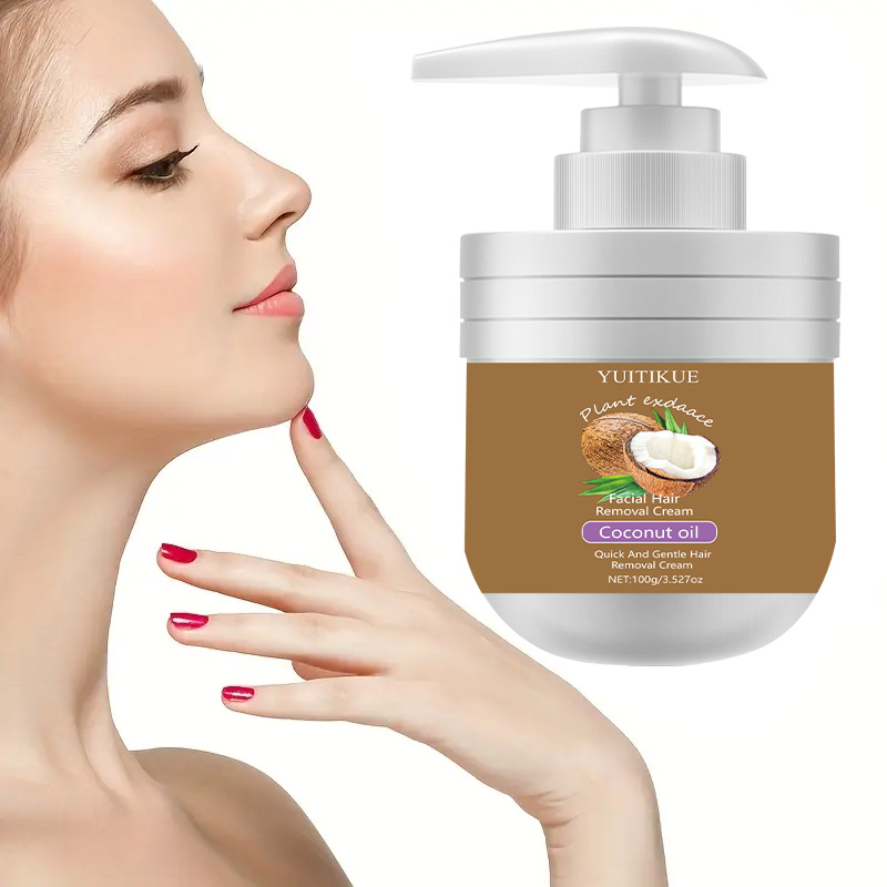 Coconut Oil Pull - ครีมกำจัดขนบนใบหน้า 100 กรัม - รวดเร็วและอ่อนโยนด้วยน้ำมันมะพร้าว สำหรับขนริมฝีปาก