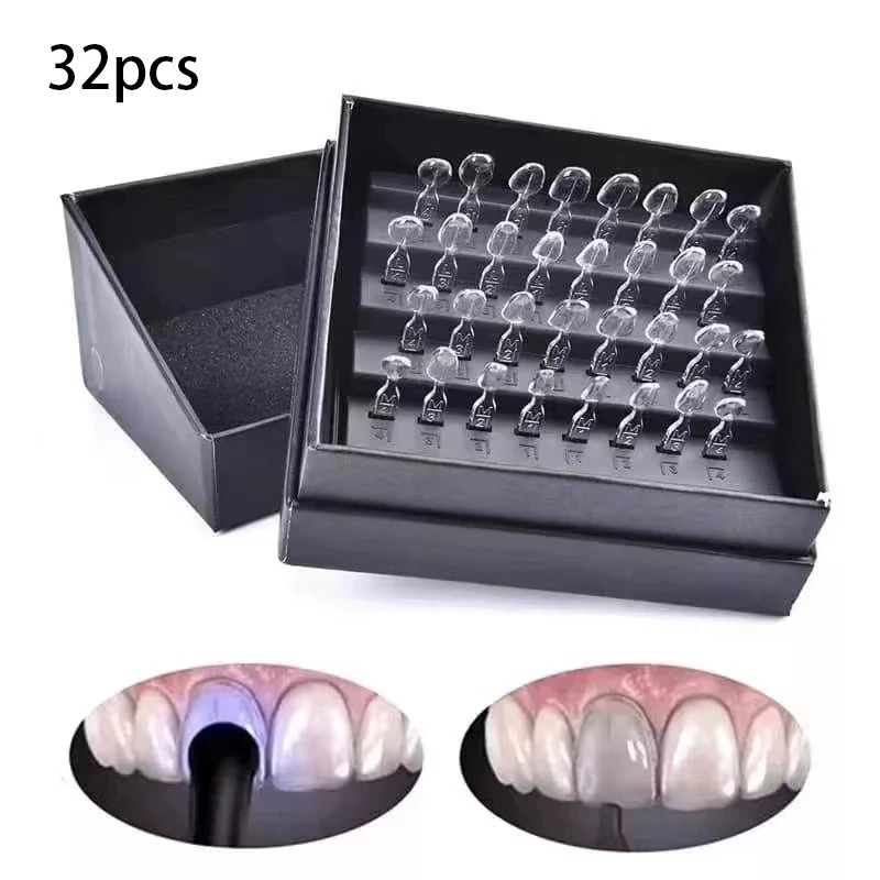 Teeth Whitening Moulds - ชุดแม่พิมพ์ทันตกรรม32ชิ้น/เซ็ตสำหรับงานไม้วีเนียร์ทำจากเรซินคอมโพสิตรักษาแสงเครื่องมือทางทันตกรรมสำหรับฟอกสีฟันด้านหน้าฟันเครื่องมือทางทันตกรรม