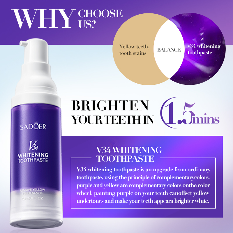 SADOER V34 ยาสีฟันขจัดคราบสําห - Teeth Whitening Hismile บทวิจารณ์และราคา