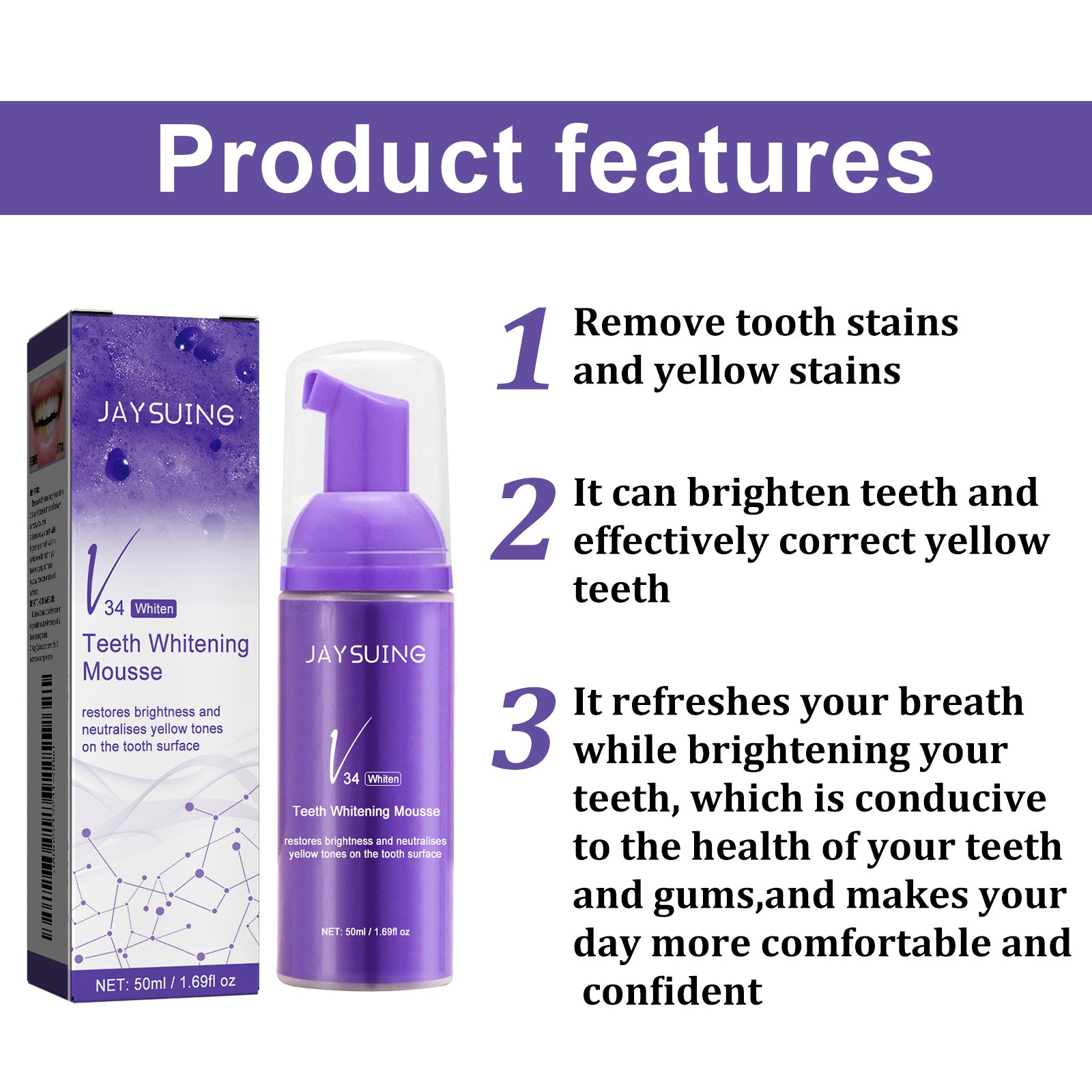 V34 มูสทําความสะอาดฟันยาสีฟันท - Teeth Whitening Effective บทวิจารณ์และราคา