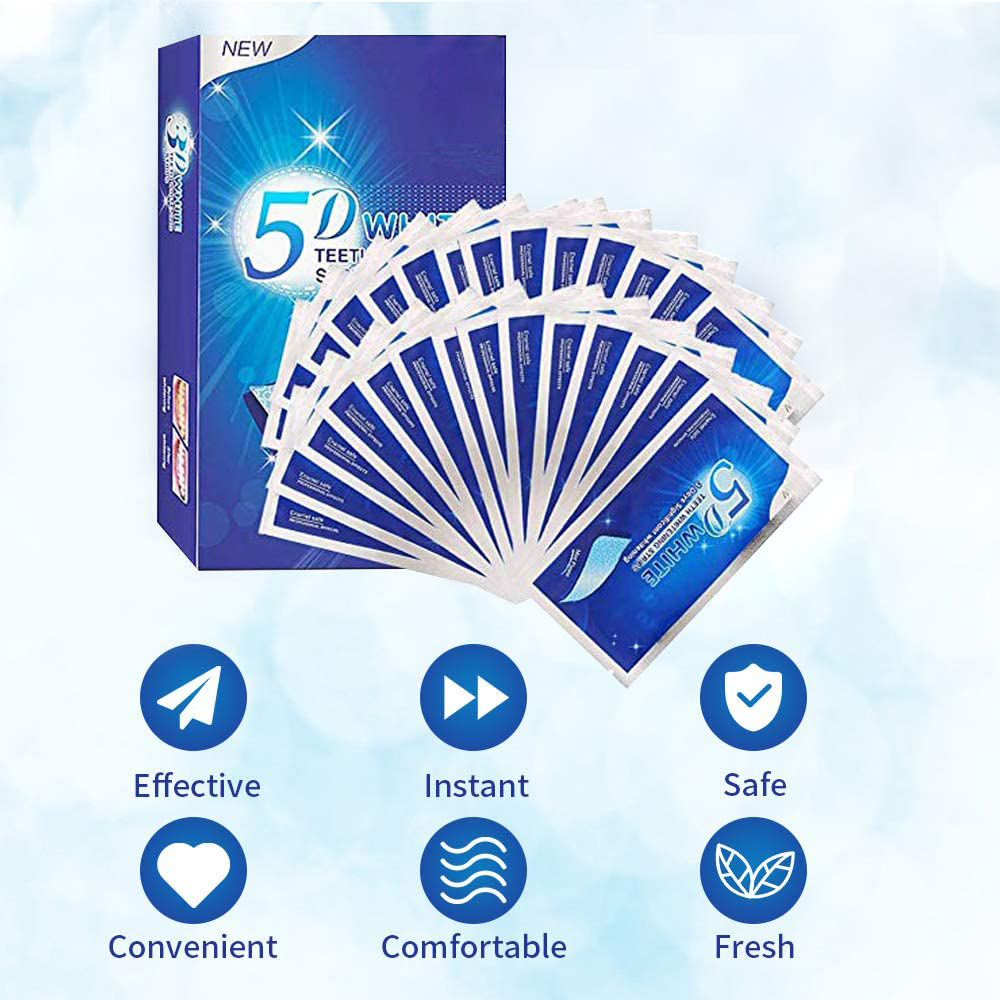 แผ่นฟอกสีฟันขาว 5D ไวท์เทนนิ่ง - Teeth Whitening Effective บทวิจารณ์และราคา